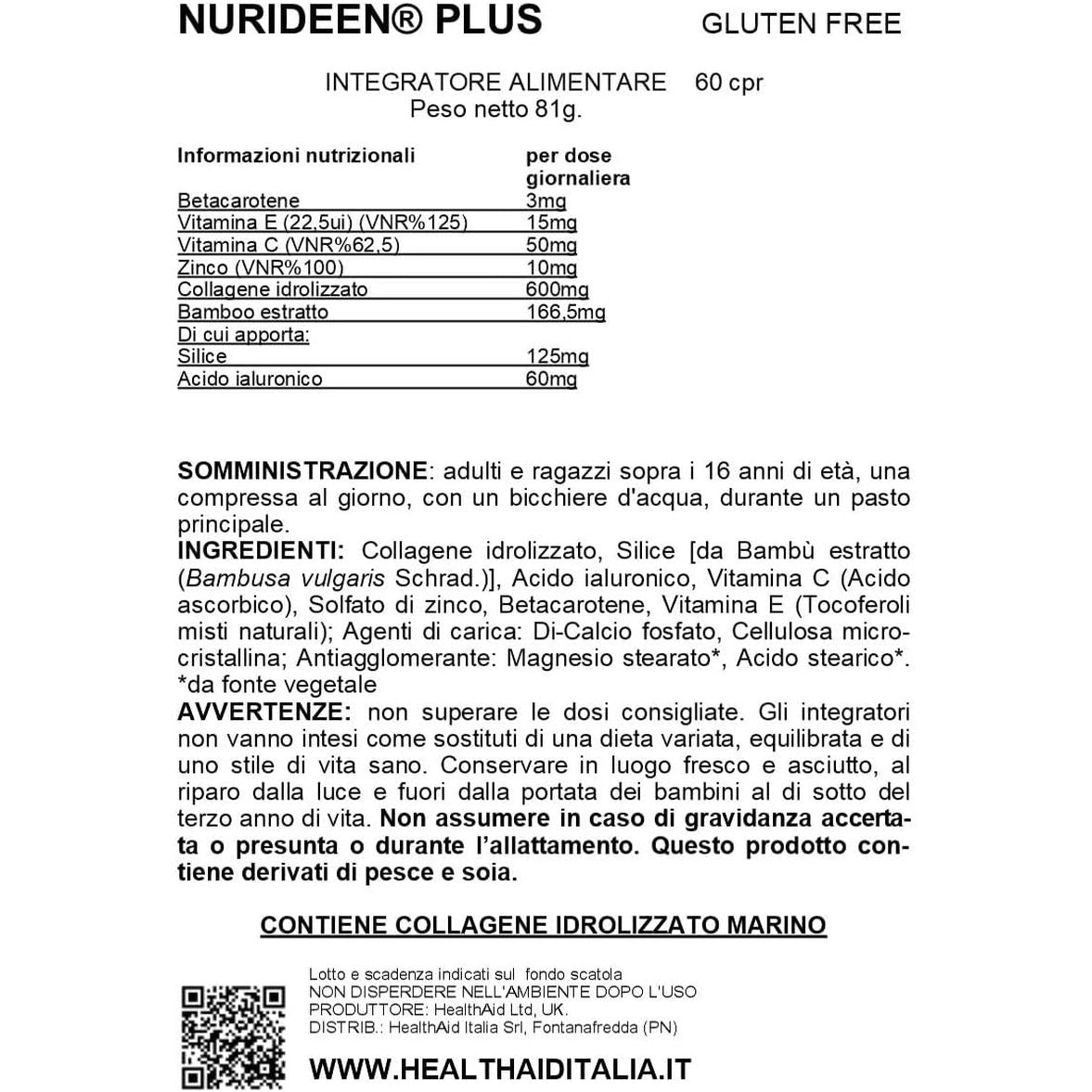 Healthaid Nurideen plus (Promote Healthy Skin, Hair and Nails) 60 Tablets, Pack of 1