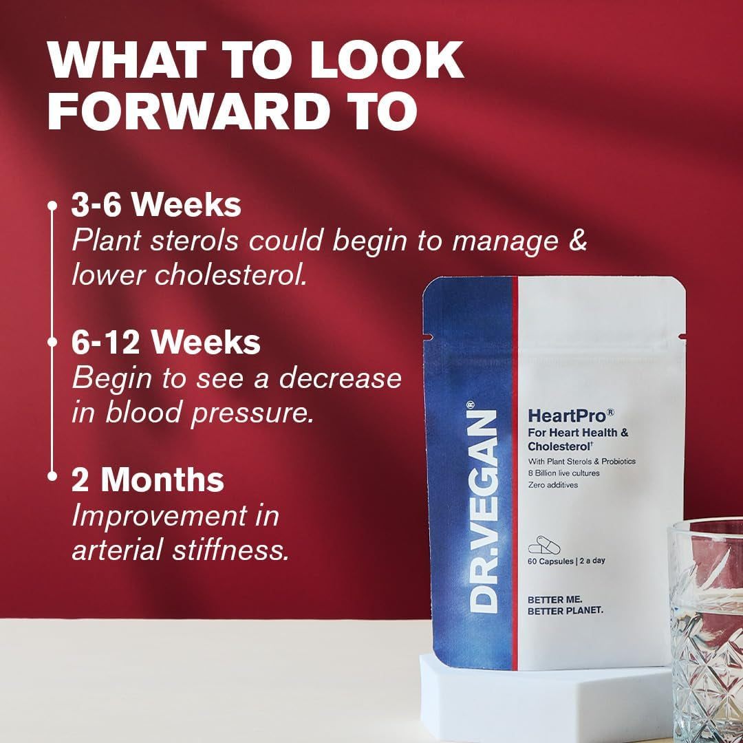 Heartpro Plant Sterols | 8 Billion Live Cultures | for Heart Health and Cholesterol | 60 Vegan Capsules | Two-A-Day | DR.VEGAN