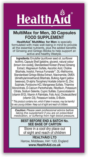 Healthaid Multimax for Men Multivitamins and Minerals, 30 Capsules