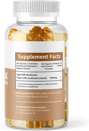 Tiger Milk Mushroom Gummies – High-Strength Dietary Supplement for Immune Support and General Wellness, 1000Mg, 60 Count