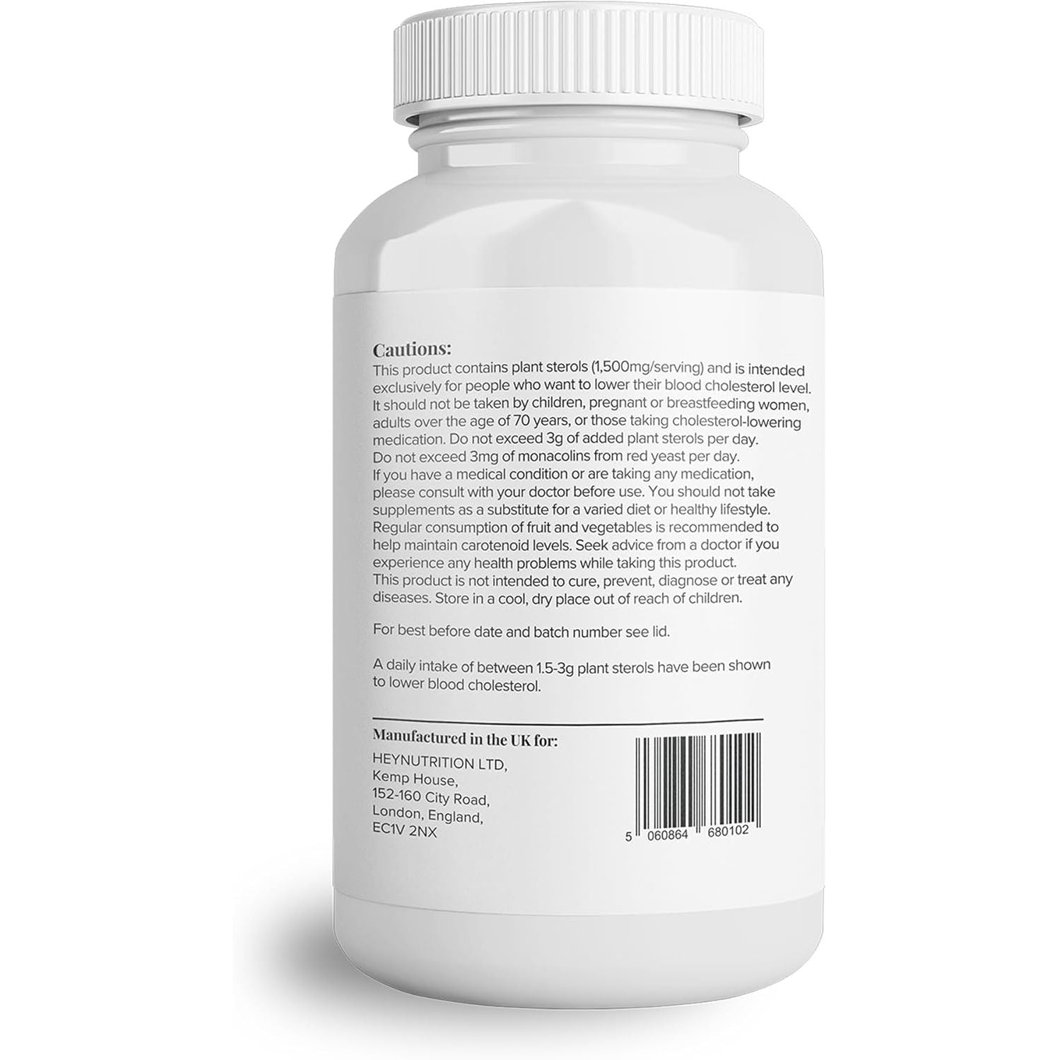 Hey Nutrition Cholesterol Complex Supplement - with Plant Sterols & Pine Bark Extract - Advanced Cholesterol Support - 90 Tablets/30 Servings - Non-Gmo, Vegan