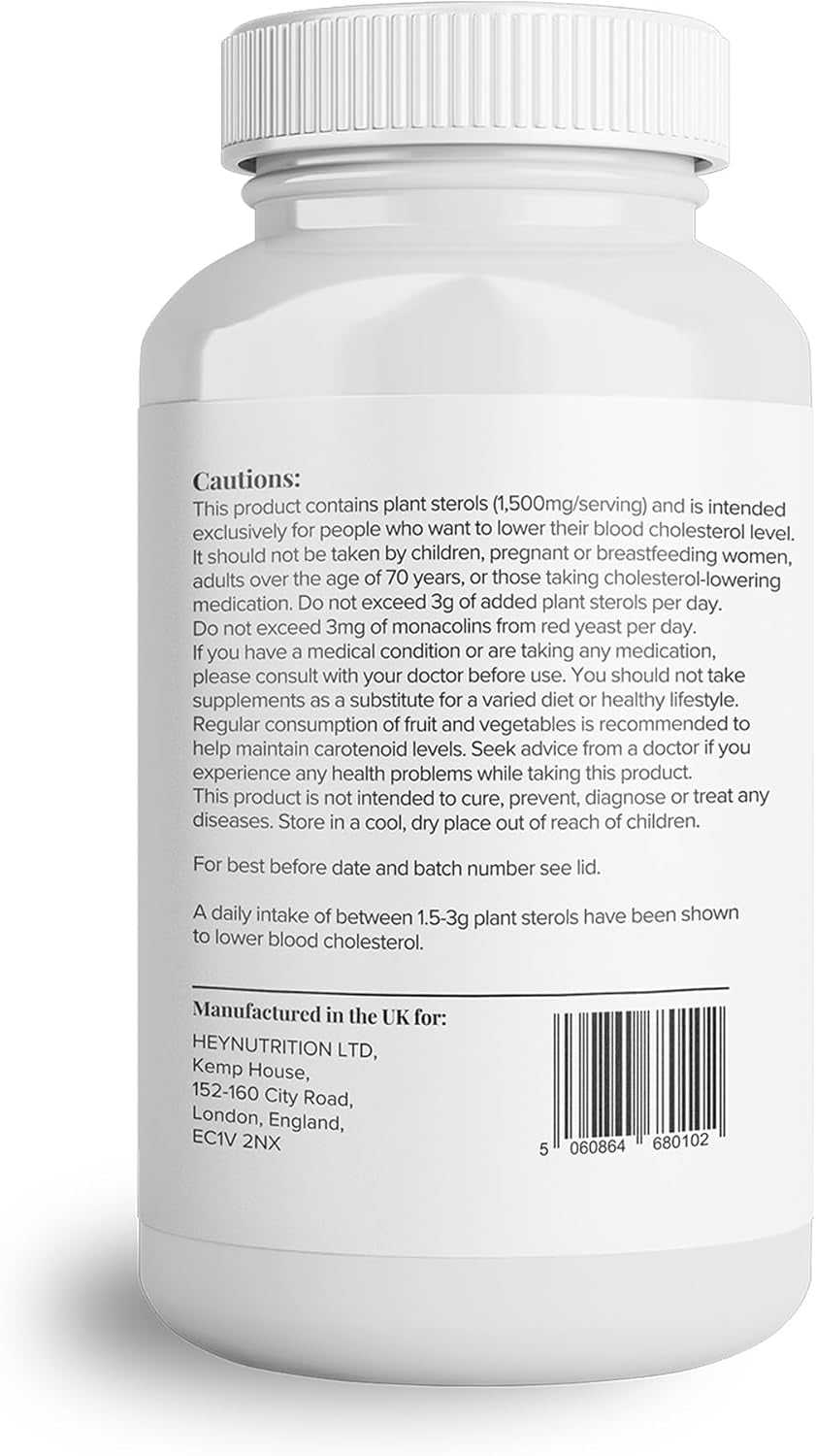 Hey Nutrition Cholesterol Complex Supplement - with Plant Sterols & Pine Bark Extract - Advanced Cholesterol Support - 90 Tablets/30 Servings - Non-Gmo, Vegan