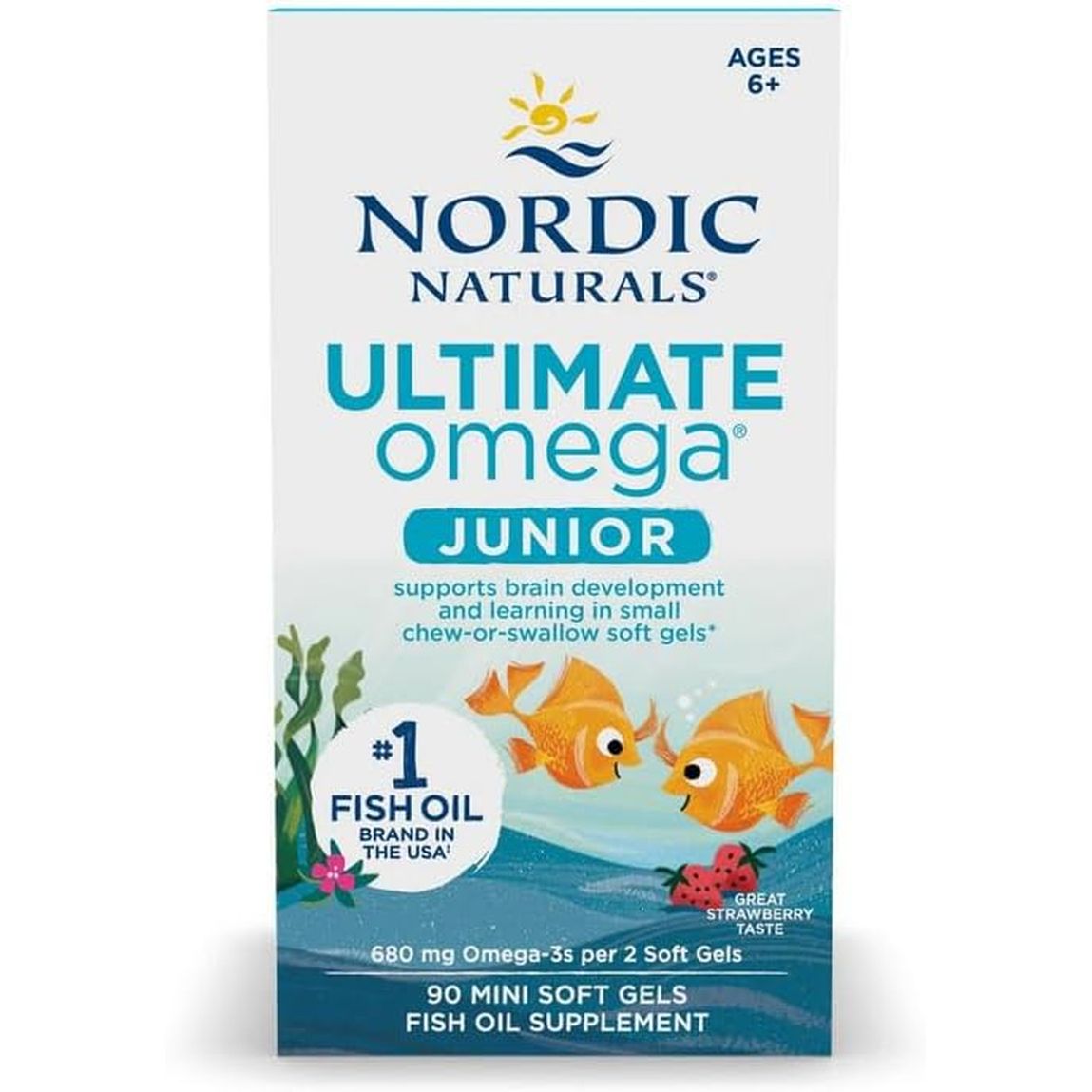 Nordic Naturals Ultimate Omega Fish Oil Junior, 680Mg Strawberry - 90 Mini Softgels
