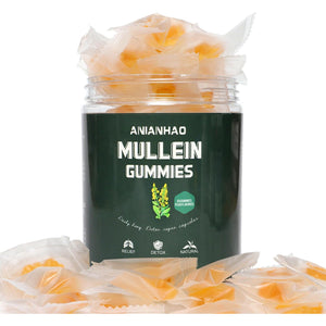 Mullein Gummies - Mullein Leaf Extract for Lungs - Mullein Leaf Gummies 2000Mg for Lung Cleanse Detox Herbal Dietary Supplement- Mucus Remover & Mucus Relief (One Bottle)