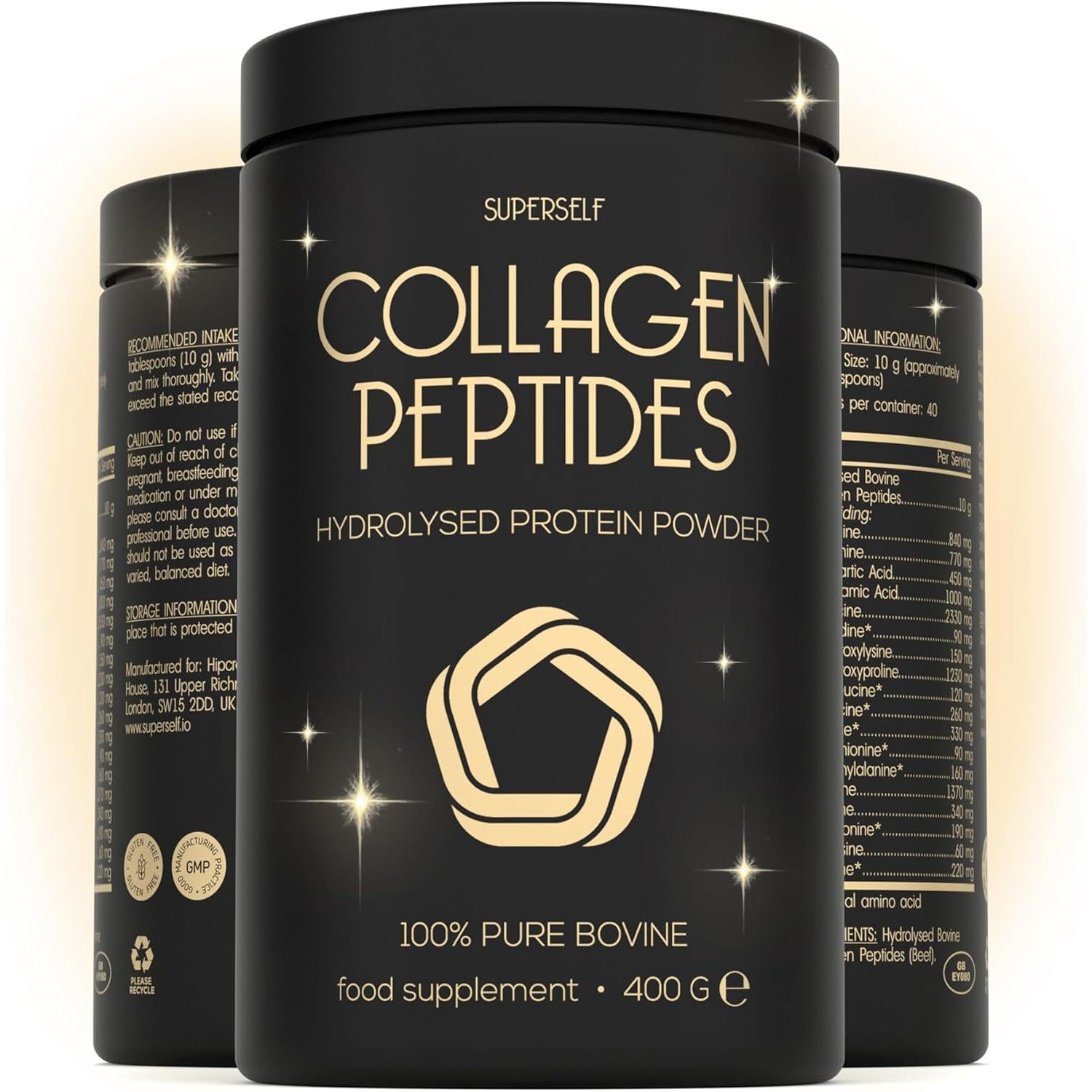 Premium Collagen Powder - Collagen Supplements for Women & Men - Pure Bovine Collagen Peptides 400G - Hydrolysed Collagen Type 1 and 3 for Skin, Hair & Nails - Tasteless, Dissolves Easily, Mixes Well
