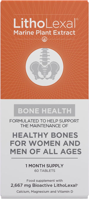 Litholexal Bone Health 60 Tablets (1 Month Supply) Food Supplement, Containing Plant-Based Calcium, Magnesium and Vitamin D
