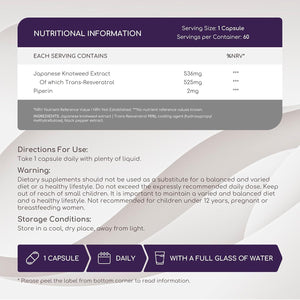 Resveratrol Supplement - 98% Pure Trans Resveratrol - Highly Bioavailable & Enhanced Absorption with Piperine - 525 Mg per Capsule, 60 Servings - Antioxidant Support