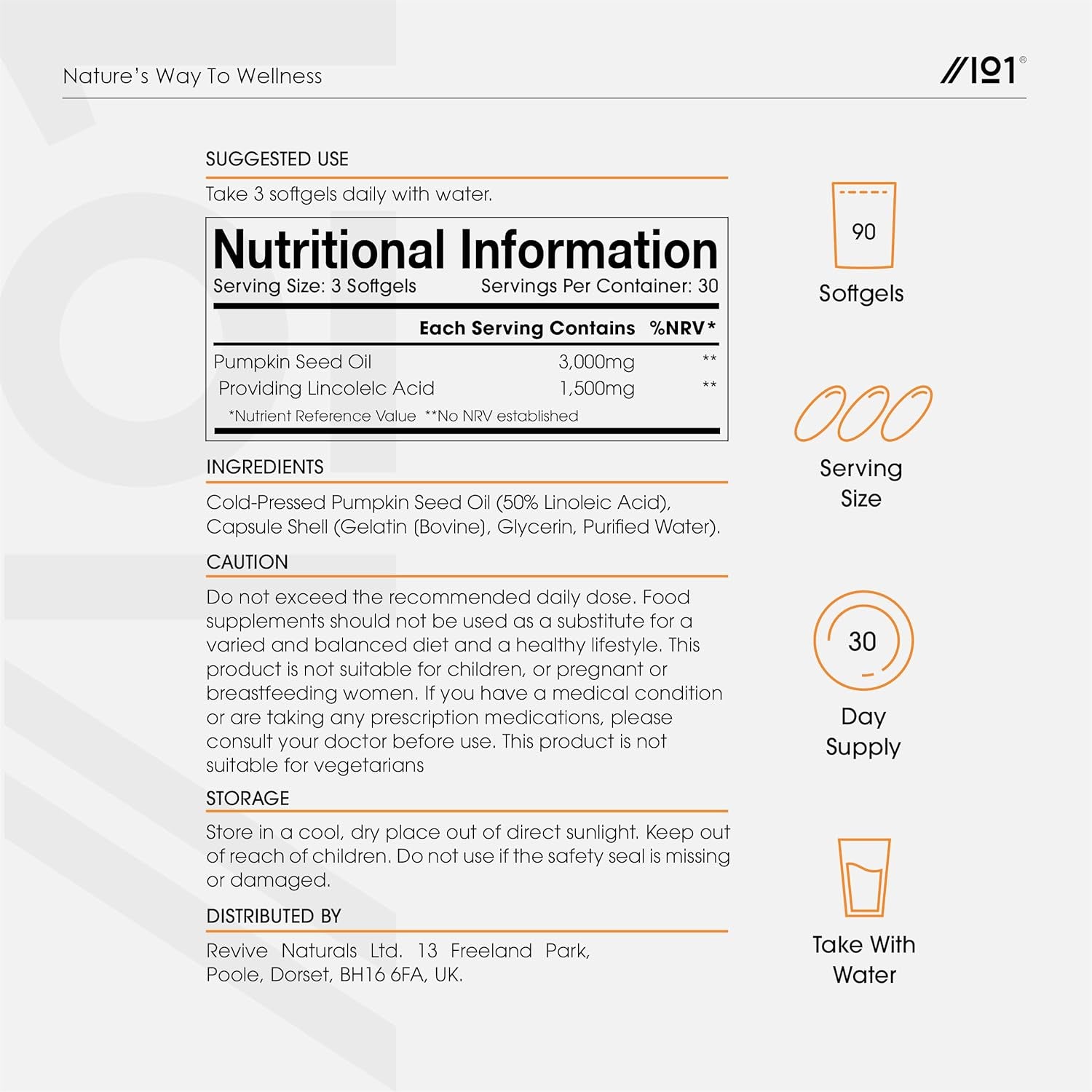 Pumpkin Seed Oil 3000Mg – 50% Linoleic Acid – 90 Softgels – 100% Cold Pressed – No Additives – Resealable and Recyclable Pouch by Alpha01