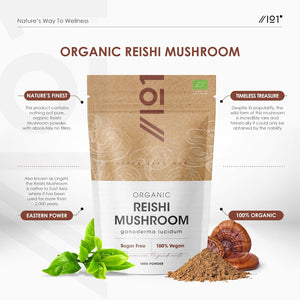 Organic Reishi Mushroom Powder 100G – Pure Ganoderma Lingzhi Reishi Supplement Powder – Resealable and Recyclable Pouch – by Alpha01