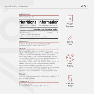 Red Yeast Rice 600Mg - 2.4Mg Monacolin K - 90 Vegan Capsules - High Strength Monascus Purpureus Supplement - 3 Months Supply - Resealable and Recyclable Pouch by Alpha01