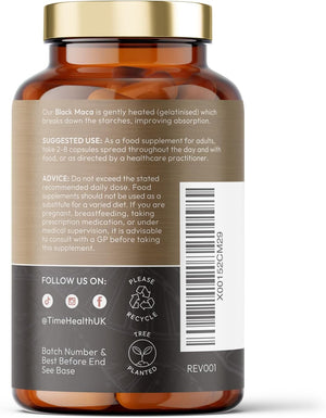 Gelatinized Black Maca Root - 2600Mg Wholefood Equivalent - Peruvian - Soil Association Certified Organic - Vegan - GMP Standards - No Fillers, Binders or Flow Agents - Pullulan (120 Capsules)