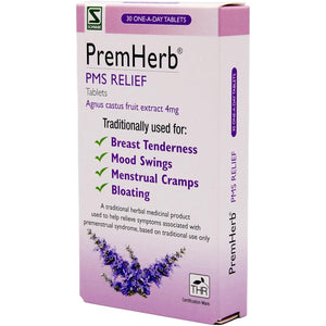 Schwabe Pharma - Premherb PMS Relief - Agnus Castus Fruit Extract 4Mg - Traditionally Used for Relief of Breast Tenderness, Mood Swings, Menstrual Cramps, Bloating - 30 Tablets