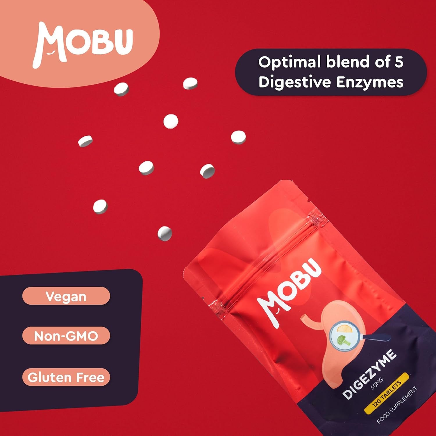 Digestive Enzymes Contains Digezyme, Amylase, Lactase, Lipase 120 Tablets