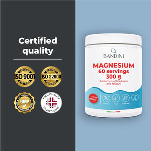 Bandini® Magnesium Powder 430Mg - Pure Magnesium 60 Doses, Magnesium Carbonate Source of Magnesium Citrate, Intestinal Well-Being Supplement for Constipation, Anxiety, Stress, Memory (300G)