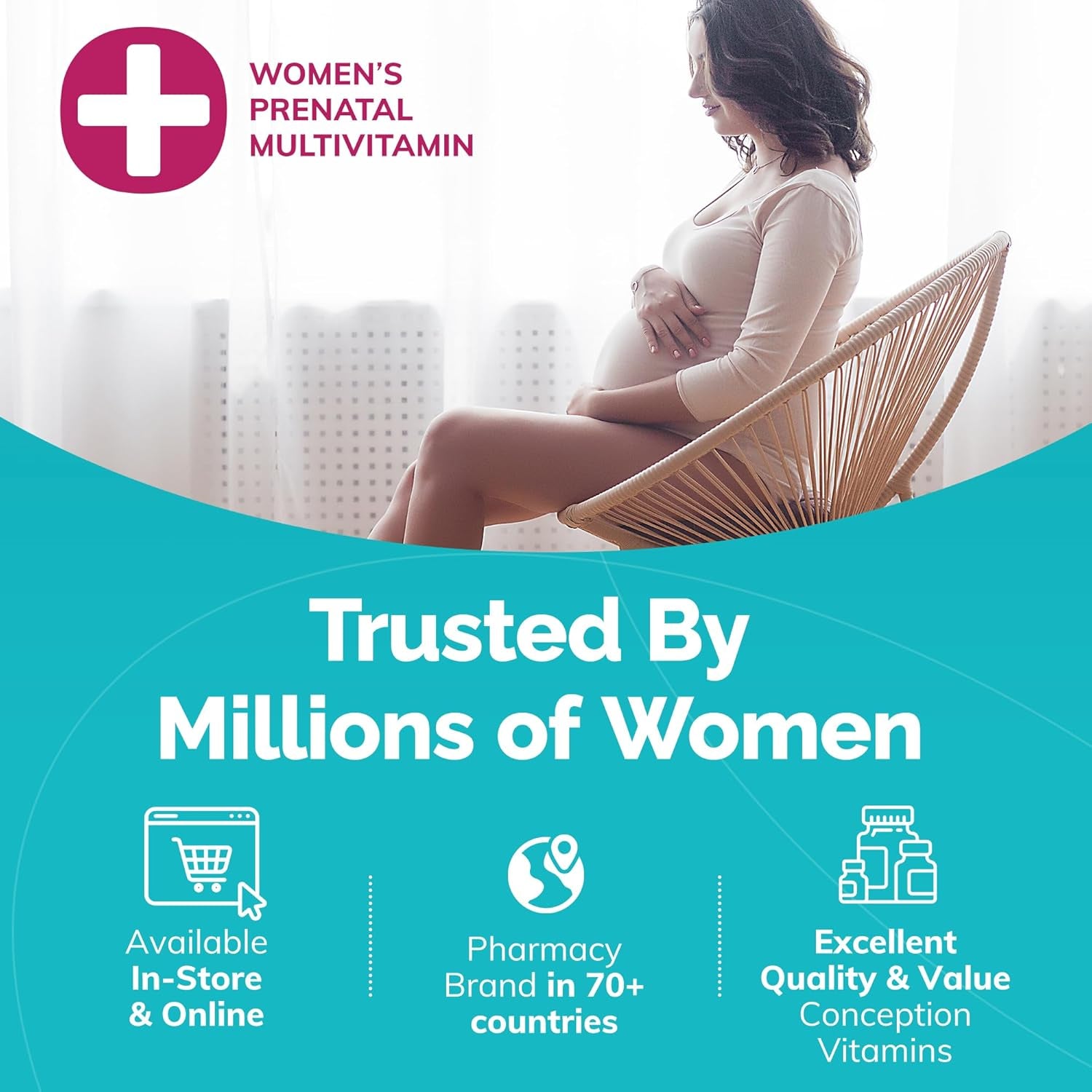 CONCEIVE plus Prenatal Vitamins for Women - Multivitamin with DHA, Choline, Folate, Non GMO Pregnancy Supplement | 30 Day Supply, Pre Conception Vitamin, Fertility Booster, Help Get Pregnant | 60 Caps