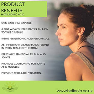Hyaluronic Acid Supplements 100Mg Capsules | Supports Healthy Connective Tissue and Joints | Natural Moisturiser for Radiant Skin | 60 Hyaluronic Acid Capsules | Vegan Friendly - Made in the UK
