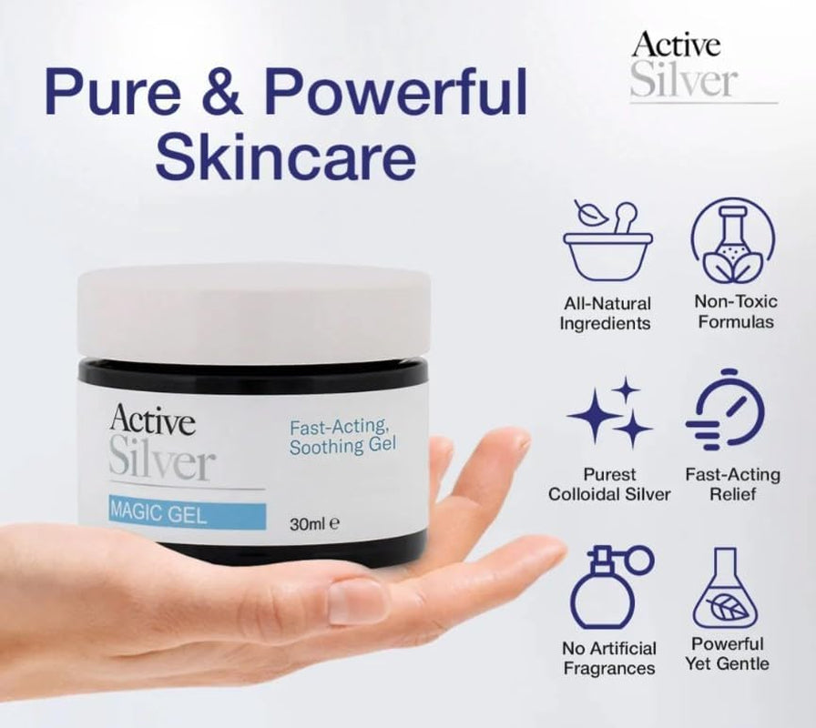 Active Silver Colloidal Silver Magic Gel (30Ml), Multipurpose Aloe Vera Gel with Colloidal Silver at 25Ppm, Use in the Home or as Part of Your Travel Kit