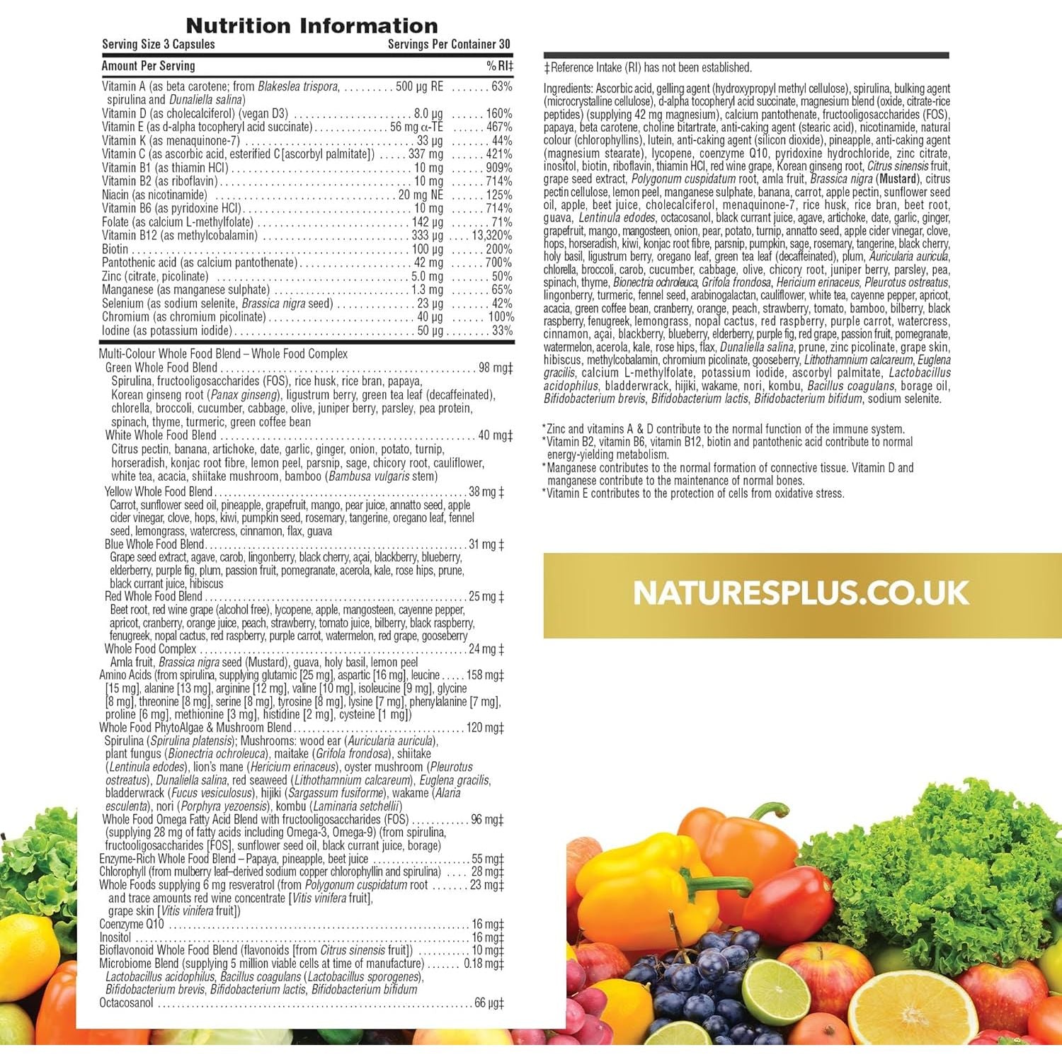 Naturesplus Source of Life Gold Capsules - Whole Food Based Multivitamin for Men and Women, Energy, Immune, Focus - Gluten Free, Vegan - 90 Capsules