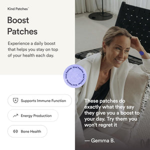 Kind Patches | Boost Patches | Daily Energy & Immune Function Support | Botanical Plant-Based Formula with Vitamins D3, a & B5 | 30 Vegan Patches