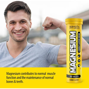 Magnesium Lemon Flavour Effervescent Tablets -120 Tablets for Normal Muscle Functions, Suitable for Vegans and Vegetarians, Magnesium 375 Mg per Serving