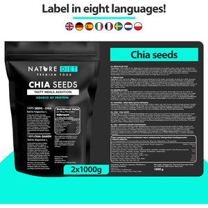 Nature Diet - Chia Seeds 2X 1000 G | Salvia Hispanica | High in Omega-3 | Source of Fiber