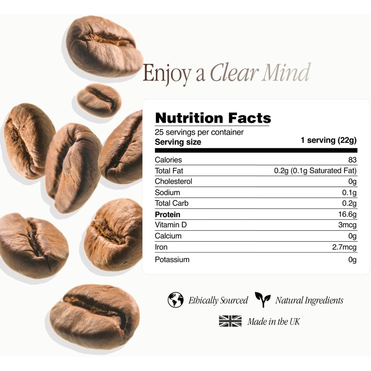 Reformed Collagen Black Coffee I High Protein, Hydrolysed Collagen (Bovine), Muscle Growth, Skin Health, Functional Mushrooms, 21 Vitamins & Minerals, Instant I UK Made I 1 Month Supply