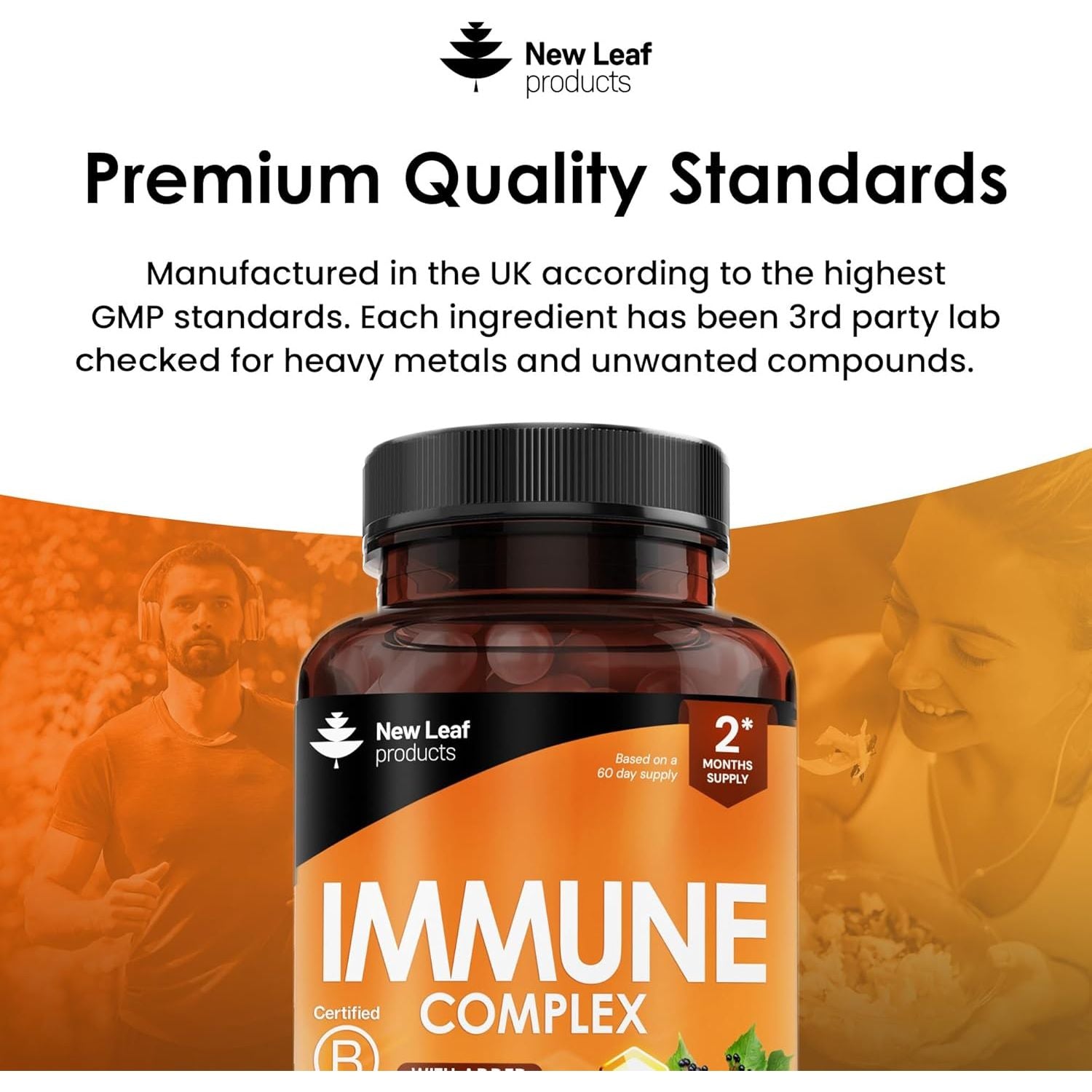 Vitamin D3 Immune Booster Complex - with Vitamins D,C, B12, Zinc, Turmeric & Elderberry - Immune Support - Made in the UK - Immunity Booster by New Leaf 120 Tablets