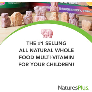 Naturesplus Animal Parade Gold Children’S Multivitamin - Animal Shaped Chewable Multi for Kids - Assorted Flavours - Vegan, Gluten Free - 120 Chewable Tablets