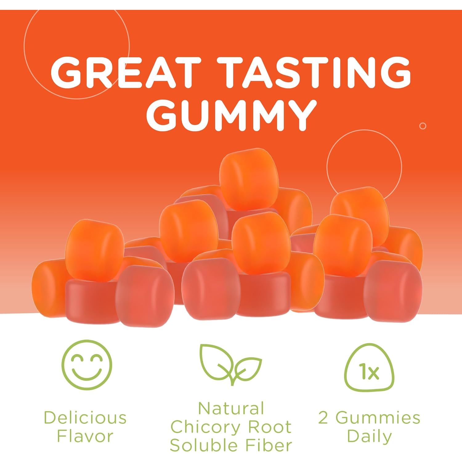 Chapter One Fiber Gummies, with Natural Chicory Root Soluble Fiber, Certified Kosher, 60 Flavored Gummies