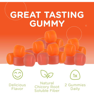 Chapter One Fiber Gummies, with Natural Chicory Root Soluble Fiber, Certified Kosher, 60 Flavored Gummies