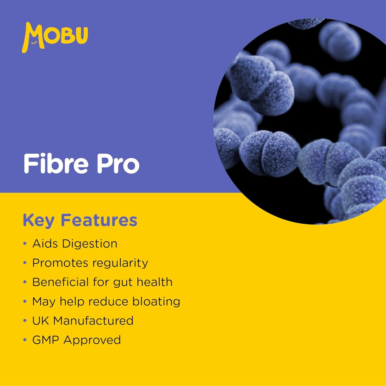 Fibre Supplement with Psyllium Husk, Inulin & Acidophilus – 60 Capsules – Gut Health & Digestion Support – MOBU Fibre Pro UK Made