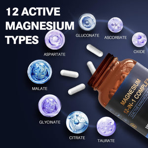 Magnesium Complex 12 in 1 Magnesium Supplement,Muscle,Heart Support,Vegan,Non-Gmo
