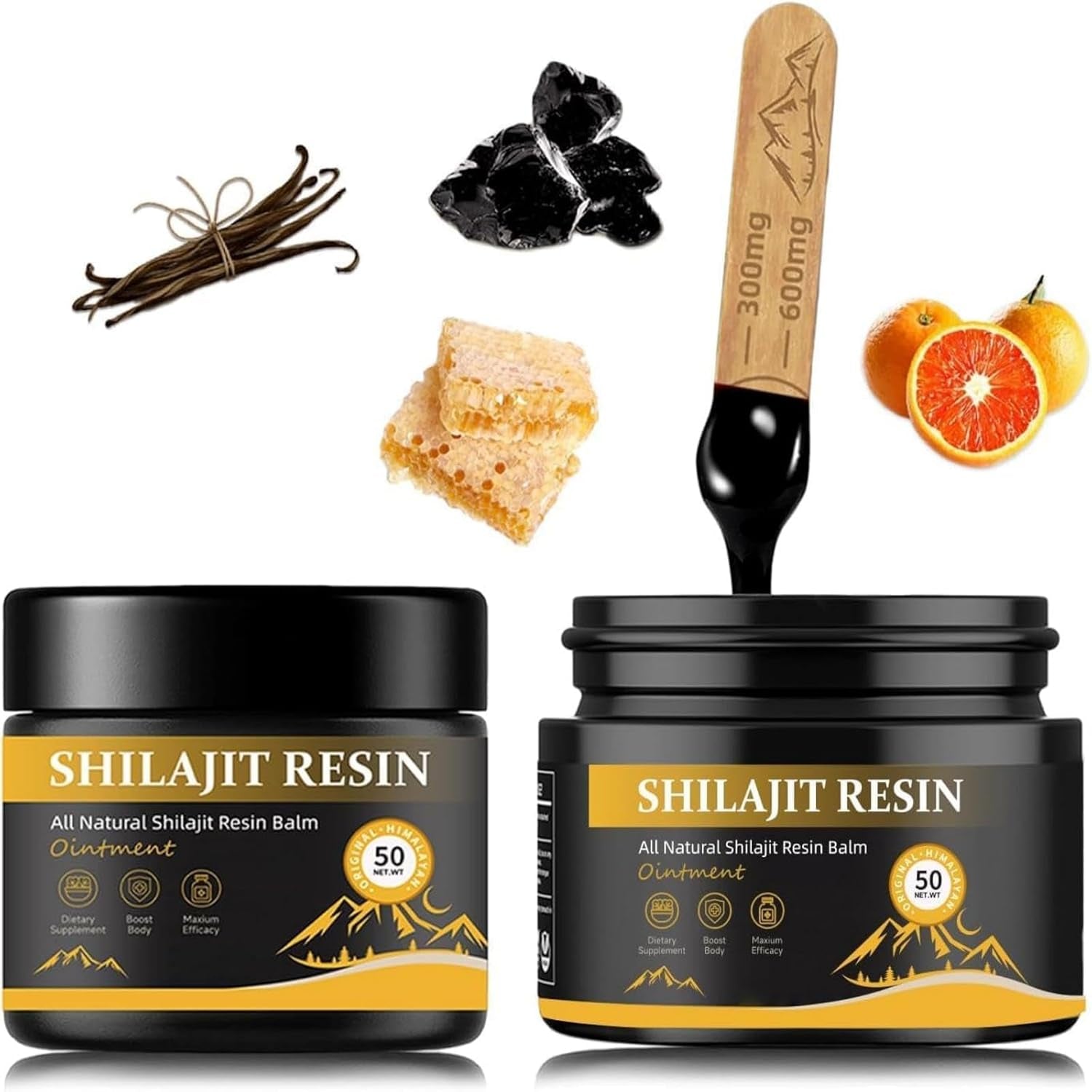 Pure Shilajit Himalayan Resin, Gold Seal Pure Shilajit Enriched with Acid Fulvic, Essential Minerals and 85+ Trace Elements to Boost Energy and Immunity, 50G in a Box of 2.