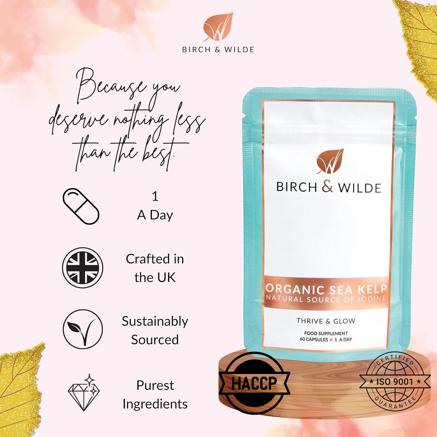 Sea Kelp 500 Mg with Iodine, High Strength Vegan Supplement for Thyroid Support and Skin, Soil Association Organic and Made in UK, 60 Capsules (2 Months Supply)