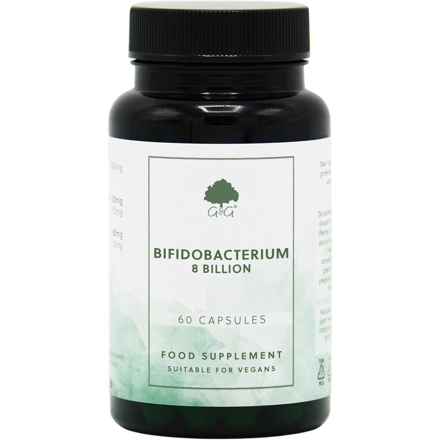 Bifidobacterium Capsule Supplement | 8 Billion Viable Organisms at Manufacture - per 2 Capsule Dose | 60 Vegan Capsules | G&G Vitamins