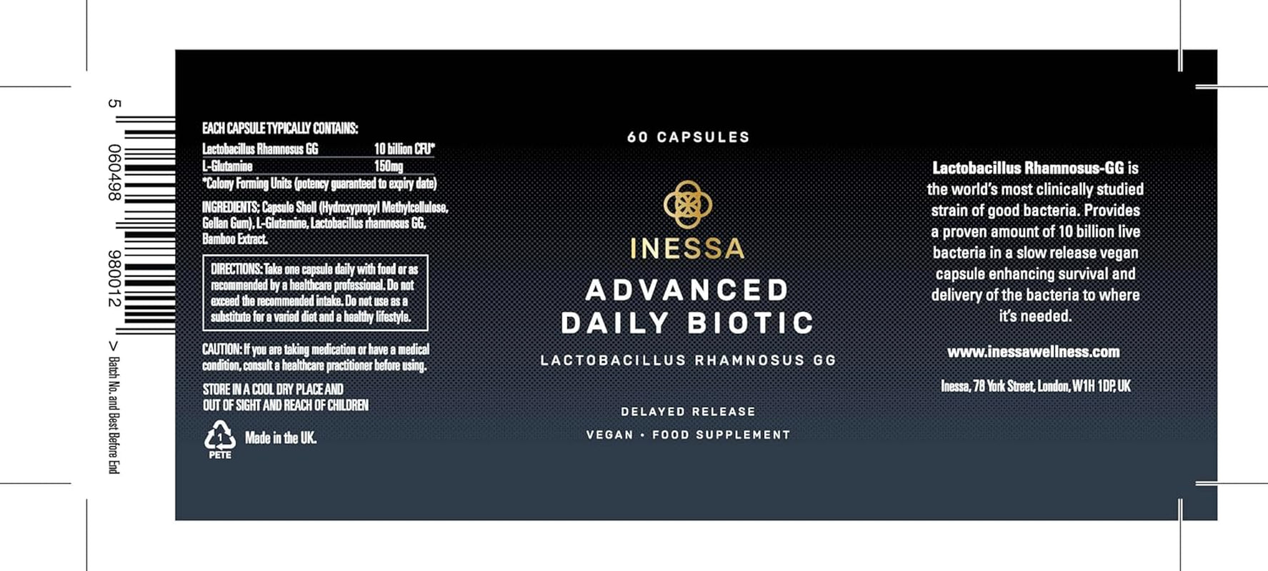 Probiotics Lactobacillus Rhamnosus GG | 60 Daily Vegan Capsules | the Most Scientifically Studied Strain Globally, with the Greatest Level of Clinical Documentation