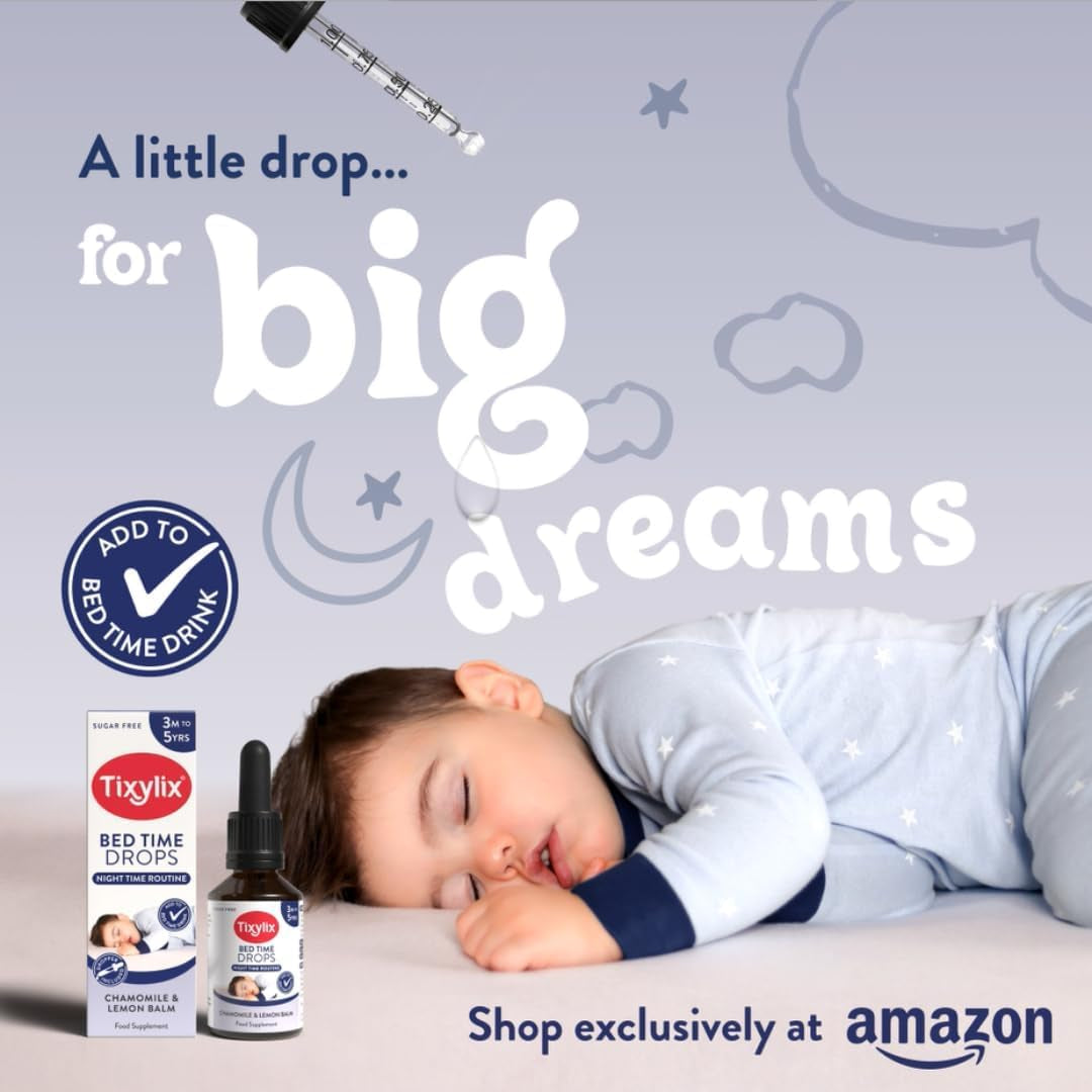 Tixylix 50Ml Bed Time Drops for Children, Chamomile and Lemon Balm, Supports Sleep Routine - Natural Supplement for Children 3M to 5 Years - Vegan, Gluten Free, Non-Gmo, Sugar Free