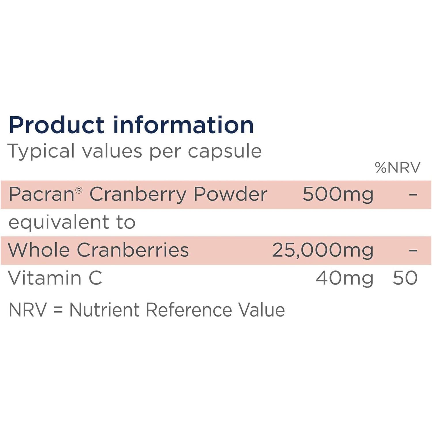 Healthspan Super Strength Cranberry (60 Capsules) | for Immune Health and Wellbeing | Equivalent to 25000 Mg Whole Fresh Cranberries | Highly Concentrated Formulation | Added Vitamin C | Vegan