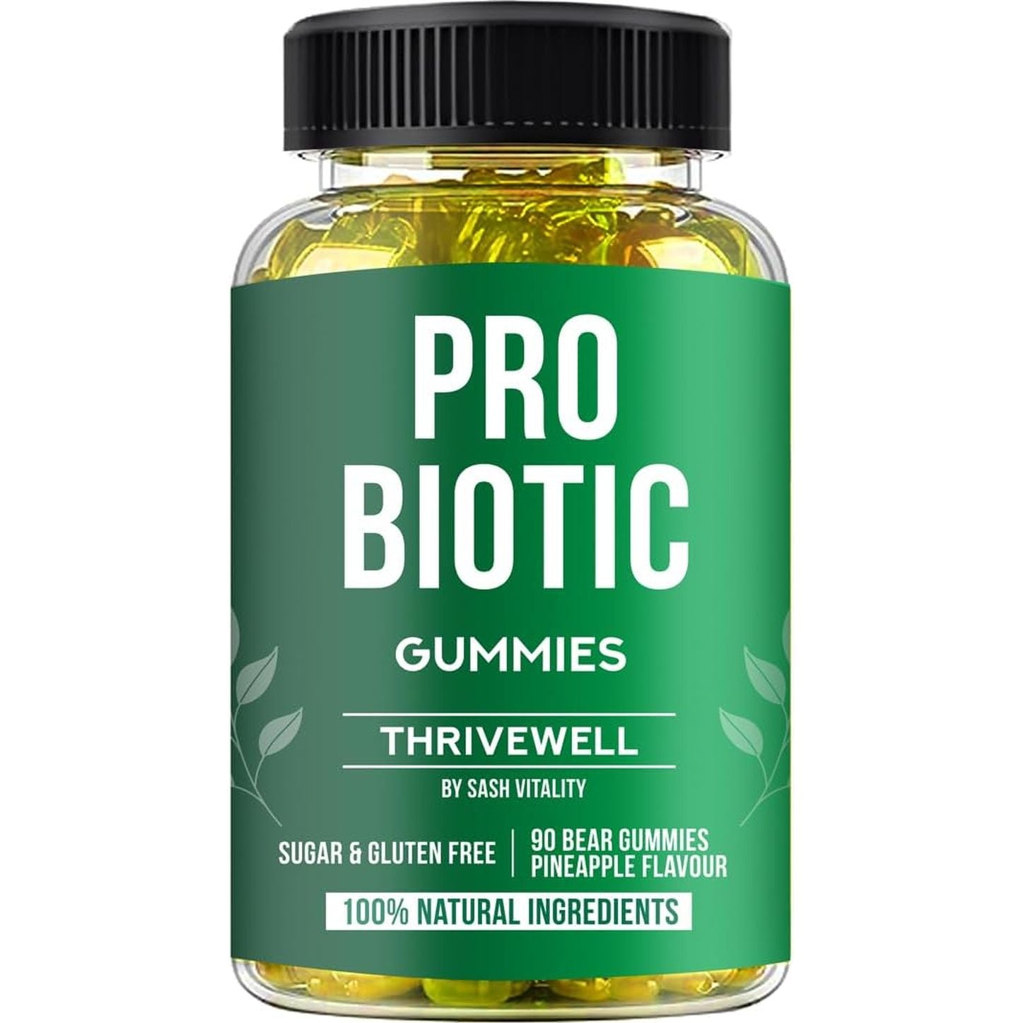 Probiotics Gummies for Adults and Kids - 60 Gummies - Vitamin C, B3, B5, B6 - UK Made Sash Vitality - Gut Health - Immune System Support - Digestive Support - Supports Oral Health (Pineapple Flavour)