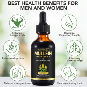 Mullein Leaf Extract for Lungs, Natural Mullein Drops for Lung Cleanse and Healthy Breathing, 1 Month Supply 60ML, Vegetarian, High Fast Absorption, Health Supplements, Cleanse and Respiratory Support