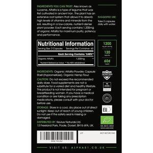 Organic Alfalfa 1200Mg - 120 Vegan Capsules (2 Months Supply) – High Strength Alfalfa Supplement – Resealable and Recyclable Pouch – by Alpha01