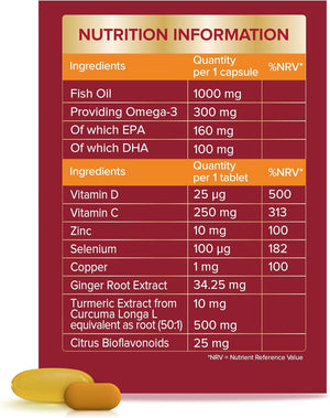 Seven Seas Omega-3 Fish Oil and Immunity, with Vitamin C, Vitamin D, Duo Pack: 30 Capsulesplus30 Tablets