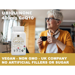 Ubiquinone Coenzyme Q10 400Mg | 120 High Strength Vegan Capsules | Liposomal High Absorption Coq10 1-A-Day Tablets | Coenzymeq10 Supplement | 4 Months Supply UK Company