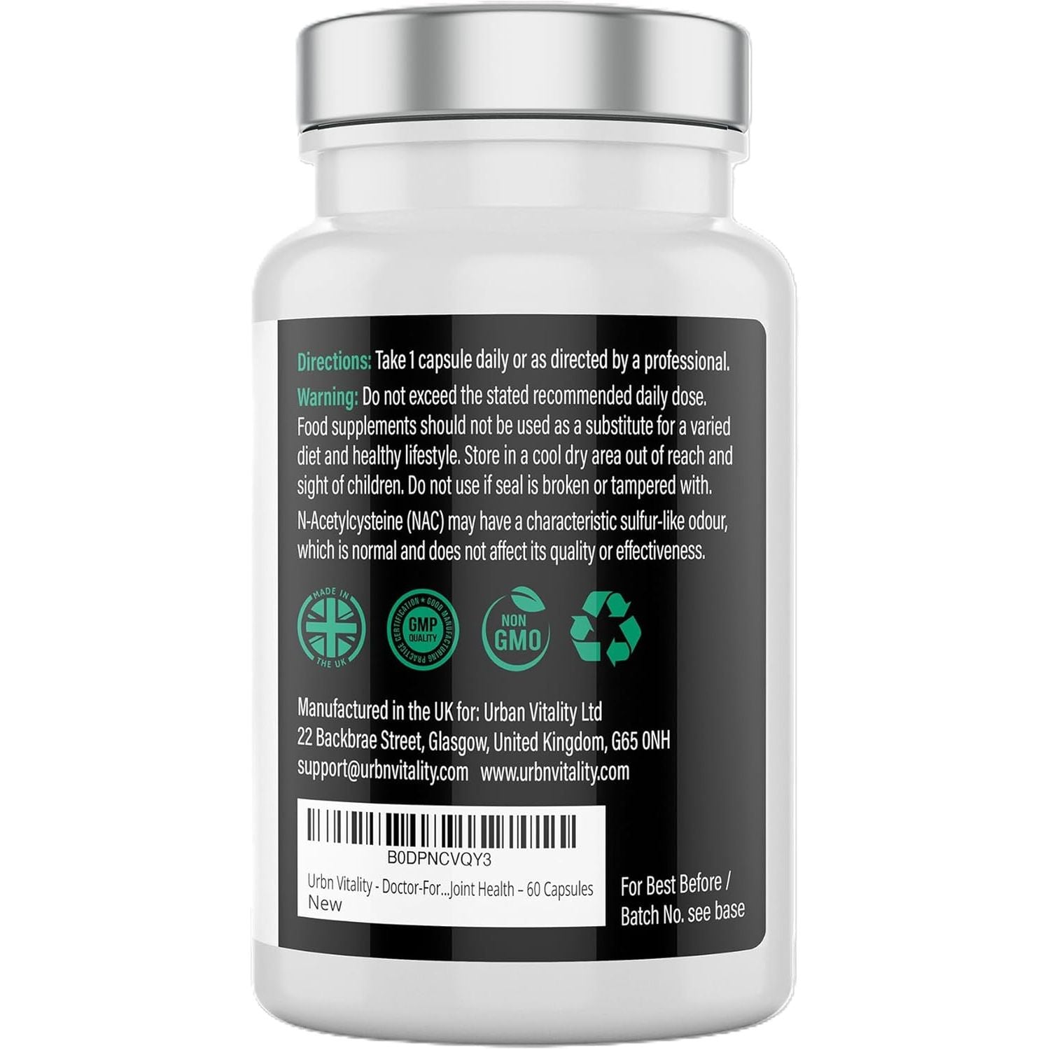 Urbn Vitality NAC + Turmeric Complex | Vitamin D3, B12 & Folate | 12-In-1 Supplement with Piperine | Energy, Recovery & Immune Support | 60 Vegetarian Capsules