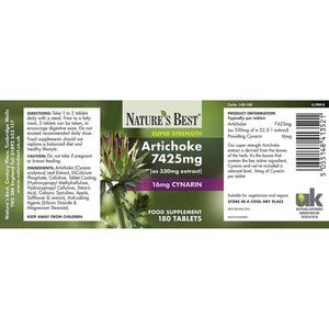 Nature'S Best High Strength Artichoke Extract 7425Mg - over 7G Equivalent to Fresh Artichoke - Taste-Free - UK Made - 180 Vegan Tablets (3+ Months' Supply)