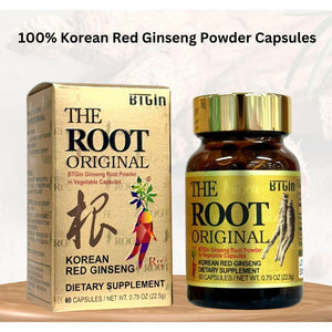 BTGIN Korean Red Ginseng Capsules, Natural Energy Supplements for Immune Support, Stress Relief, Focus and Mental Clarity, the Root Original Enriched with Pure Ginsenosides Rg3
