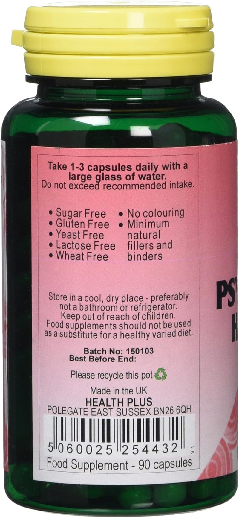 Health plus Psyllium Seed Husk Fibre 500Mg Digestive Health Supplement - 90 Capsules