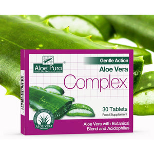 Aloe Pura Aloe Vera Gentle Action Complex Tablets , Natural , Vegetarian , Cruelty Free , Food Supplement, Botanical Blend , 30 Tablets
