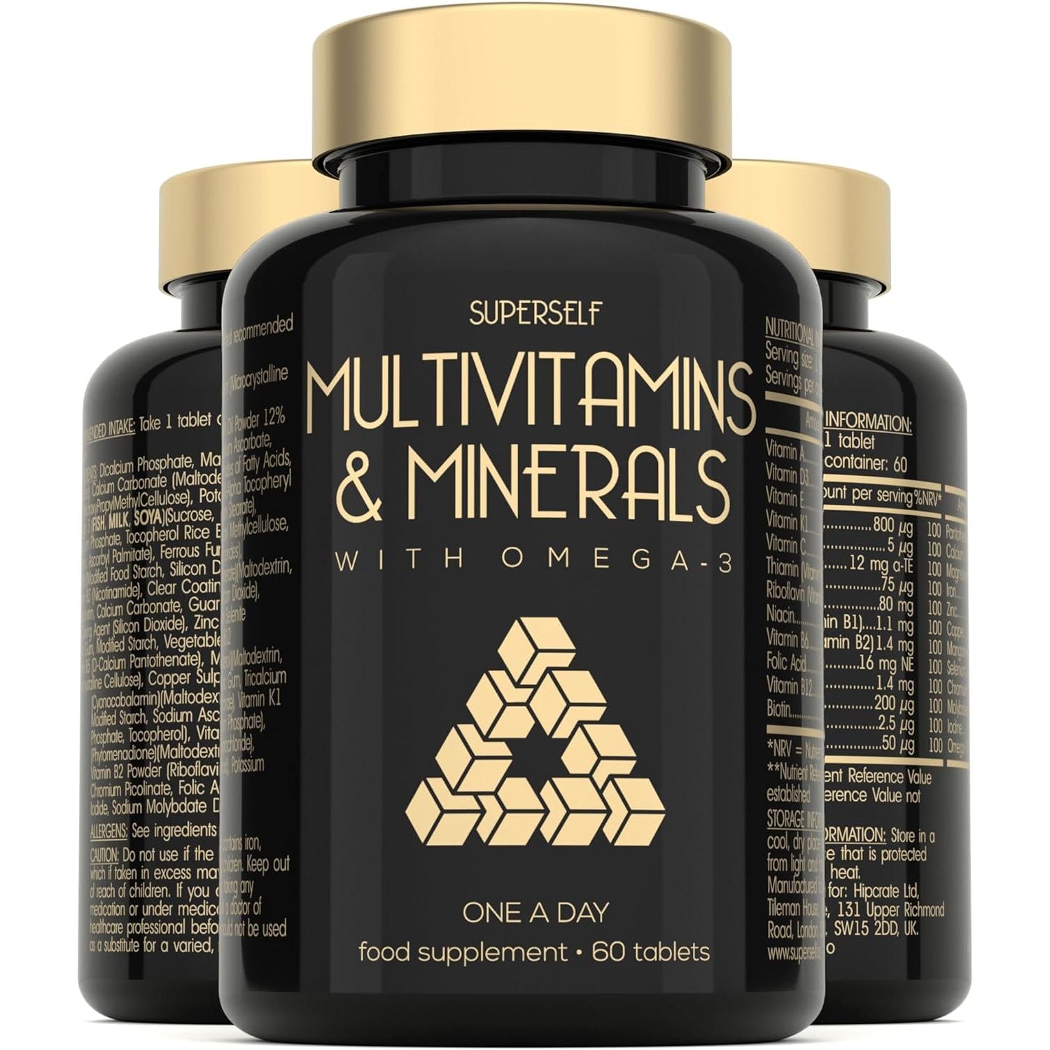 Multivitamin Tablets for Men & Women - Multivitamins and Minerals with Omega 3 - Adult Multi Vitamins Supplements with 100% Daily of Zinc, Iron, Vitamin D, C, B12 & 26 Nutrients - 60 Tablets One a Day