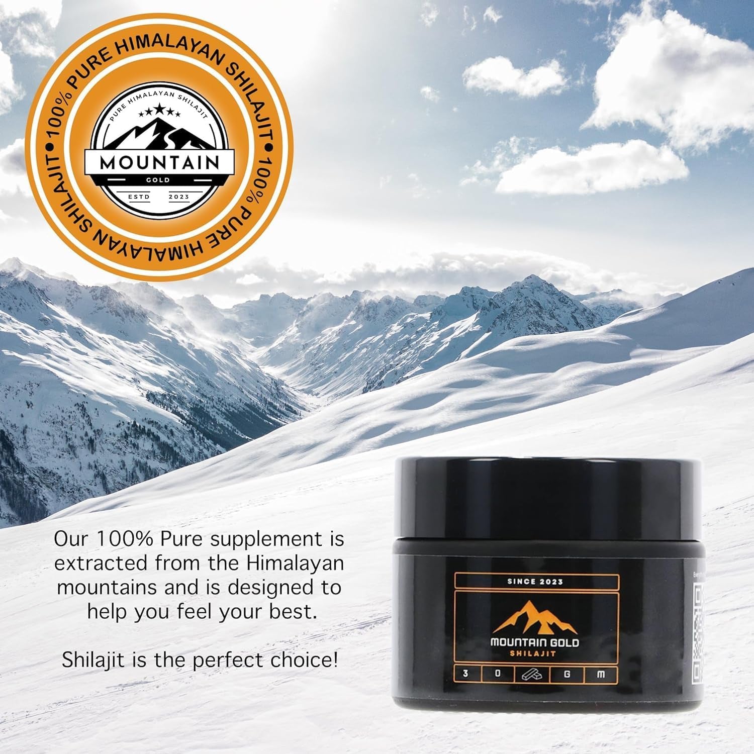 Shilajit Resin Mountain Gold Shilajit, Natural Himalayan Shilajit - 100% Pure Shilajit, Rich in Fulvic Acid 77%, 84+ Trace Minerals, Lab Tested, 600Mg Max Potency, Shilajit Pure, Vegan